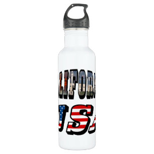 California Picture and USA Flag Text Trinkflasche