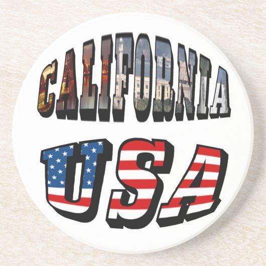 California Picture and USA Flag Text Untersetzer (Vorne)