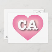 California Pink Fade Heart - I Liebe CA Postkarte (Vorne/Hinten)