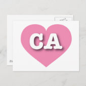 California Pink Heart - I Liebe CA Postkarte (Vorne/Hinten)