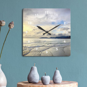 California Pismo Beach Dramatisches Cloud Sunset F Quadratische Wanduhr