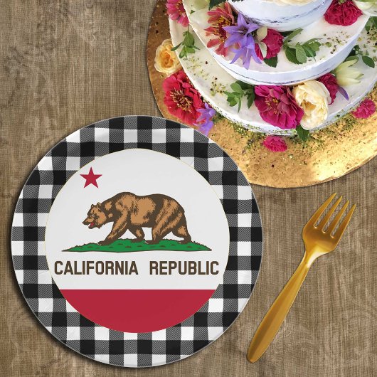 California Plate, Büffel kariert & Californian Fla Pappteller