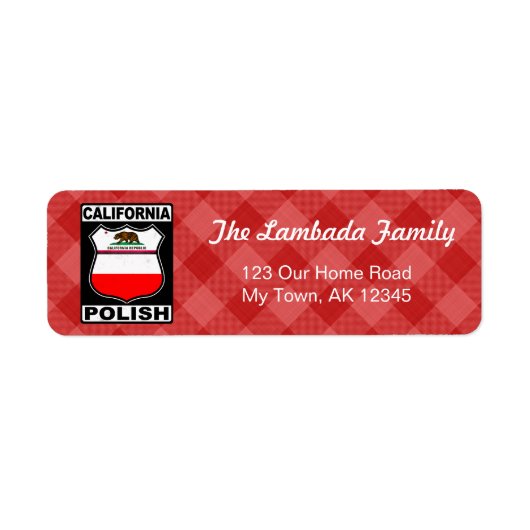 California Polish American Address Labels (Vorne)