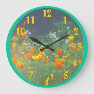 California Poppies Große Wanduhr