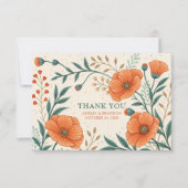 California Poppies Hochzeitstag Dankeskarte (Vorderseite)