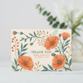 California Poppies Hochzeitstag Dankeskarte (Stehend Vorderseite)