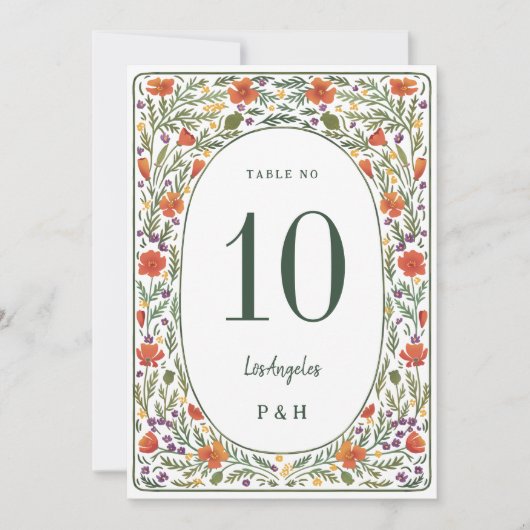 California Poppies Wedding Tischnummer Card (Vorderseite)