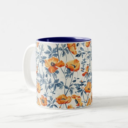 California Poppies Zweifarbige Tasse (Vorderseite Links)