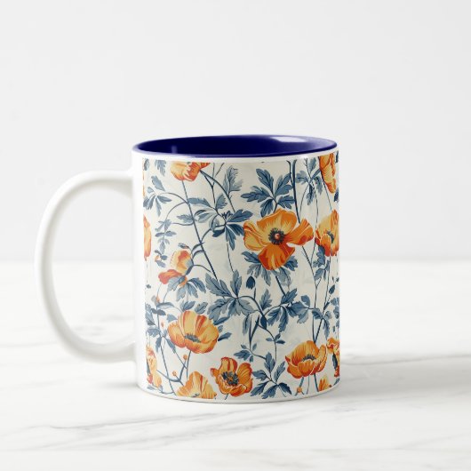 California Poppies Zweifarbige Tasse (Links)