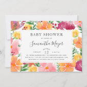 California Poppy Baby Shower Einladung (Vorderseite)