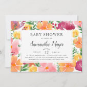 California Poppy Baby Shower Einladung (Vorderseite)