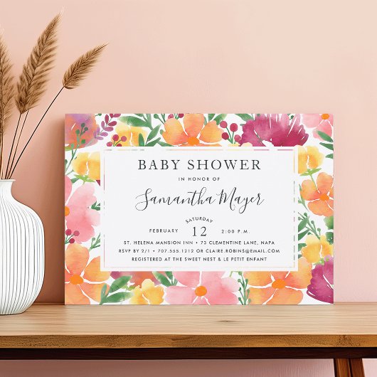 California Poppy Baby Shower Einladung