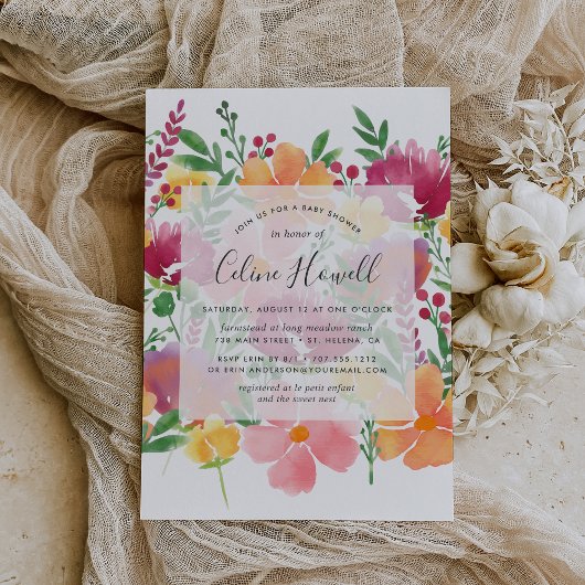 California Poppy Baby Shower Einladung