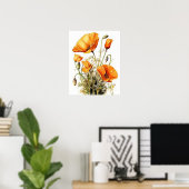 California Poppy Blume Art Print Poster (Heimbüro)