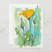 California Poppy Blume Bloom Spring Green Postkarte (Vorne/Hinten)