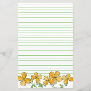 California Poppy Blume Orange Green Lined