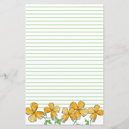 California Poppy Blume Orange Green Lined