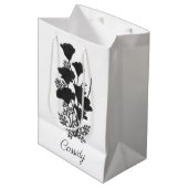 California Poppy Blume Silhouette U Pick BG Farbe Mittlere Geschenktüte (Vorderseite Schrägansicht)