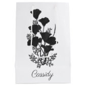 California Poppy Blume Silhouette U Pick BG Farbe Mittlere Geschenktüte (Rückseite)
