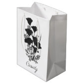 California Poppy Blume Silhouette U Pick BG Farbe Mittlere Geschenktüte (Rückseite Schrägansicht)