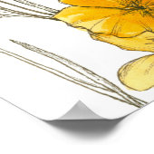 California Poppy Blume Wildblume Zeichnend Poster (Ecke)