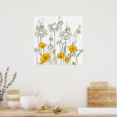 California Poppy Blume Wildblume Zeichnend Poster (Küche)