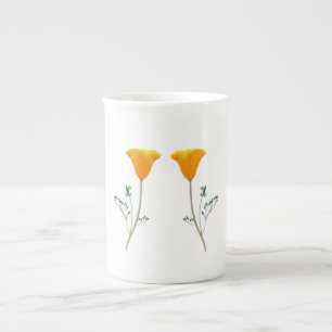 California Poppy Bone China Tasse
