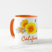 California Poppy Bouquet mit California Text Tasse (Vorderseite Links)