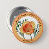 California Poppy Day, Vintager Goldmohn Button (Vorne & Hinten)