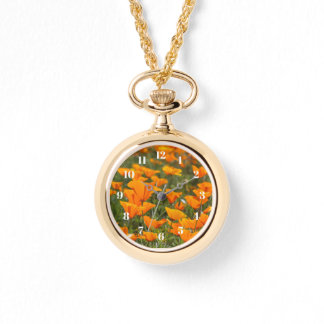 California Poppy Field Gold Women's Watch Armbanduhr