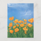 California Poppy Field Sky Impressionist Malerei Postkarte (Vorderseite)