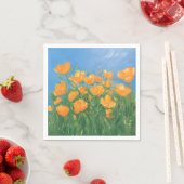 California Poppy Field Sky Impressionist Malerei Serviette (Beispiel)