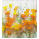 California Poppy Impressionistische Kunst Duschvorhang (Vorderseite)