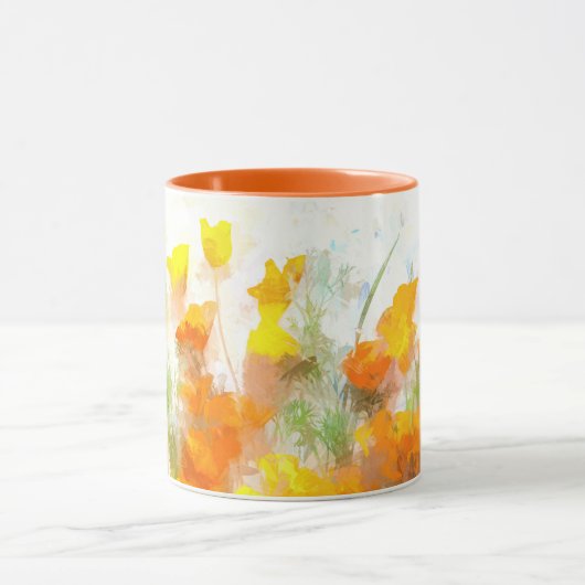 California Poppy Impressionistische Kunst Tasse (Zentrum)