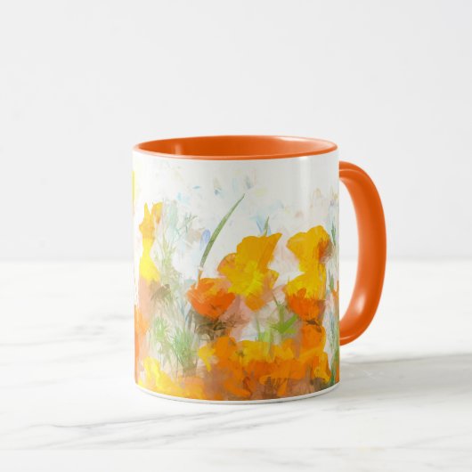 California Poppy Impressionistische Kunst Tasse (VorderseiteRechts)