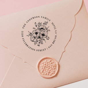 California Poppy Individuelle Name und Rücksende Gummistempel