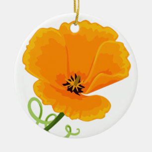 California Poppy Keramik Ornament