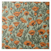 California Poppy Orange Blume Muster Fliese (Vorderseite)