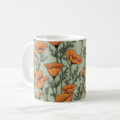 California Poppy Orange Blume Muster Kaffeetasse (Vorderseite Links)