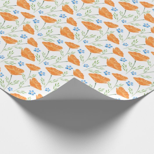 California Poppy Pattern Geschenkpapier (Ecke)