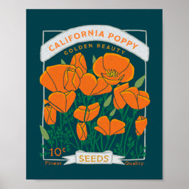 California Poppy Poster (dunkler Hintergrund)