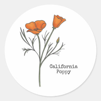 California Poppy Runder Aufkleber