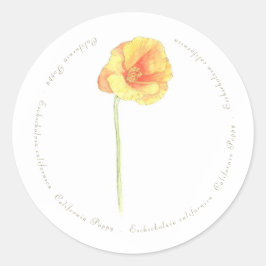 California Poppy Runder Aufkleber