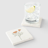 California Poppy Stone Untersetzer (Seitenansicht)