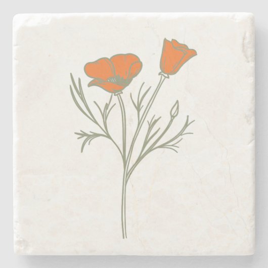 California Poppy Stone Untersetzer (Vorderseite)
