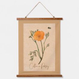 California Poppy Wildblume Wandteppich Mit Holzrahmen