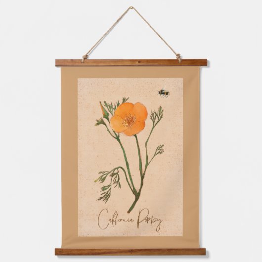 California Poppy Wildblume Wandteppich Mit Holzrahmen (Vorderseite)
