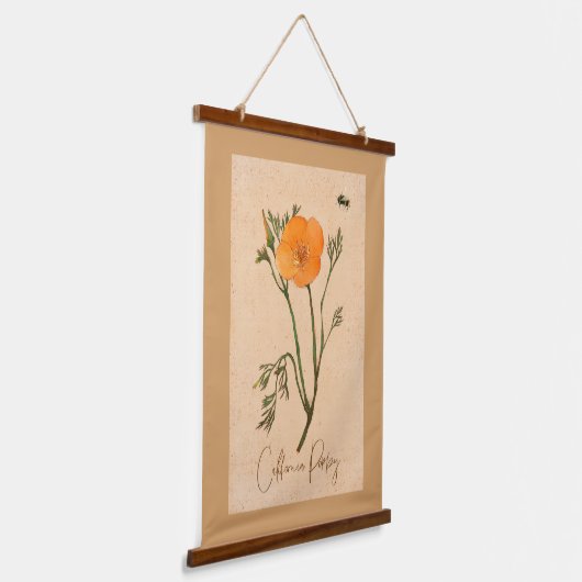 California Poppy Wildblume Wandteppich Mit Holzrahmen (Gewinkelt)