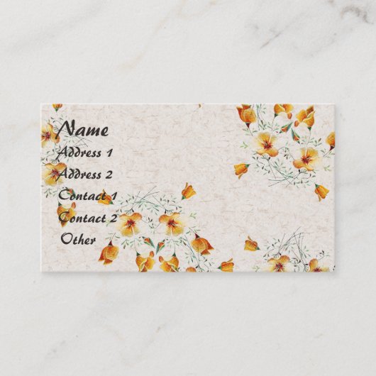 California Poppy Wildflower Flowers Business Card Visitenkarte (Vorderseite)