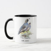 California Quai Birds Custom Date Monogram Family Tasse (Links)